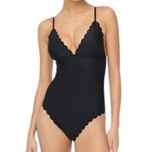 J. Crew Scalloped One Piece Swimsuit Black Size S‎